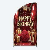 Aperturee - Aperturee Gold Burgundy Gift Box Rose Birthday Half Moon Arch Backdrop